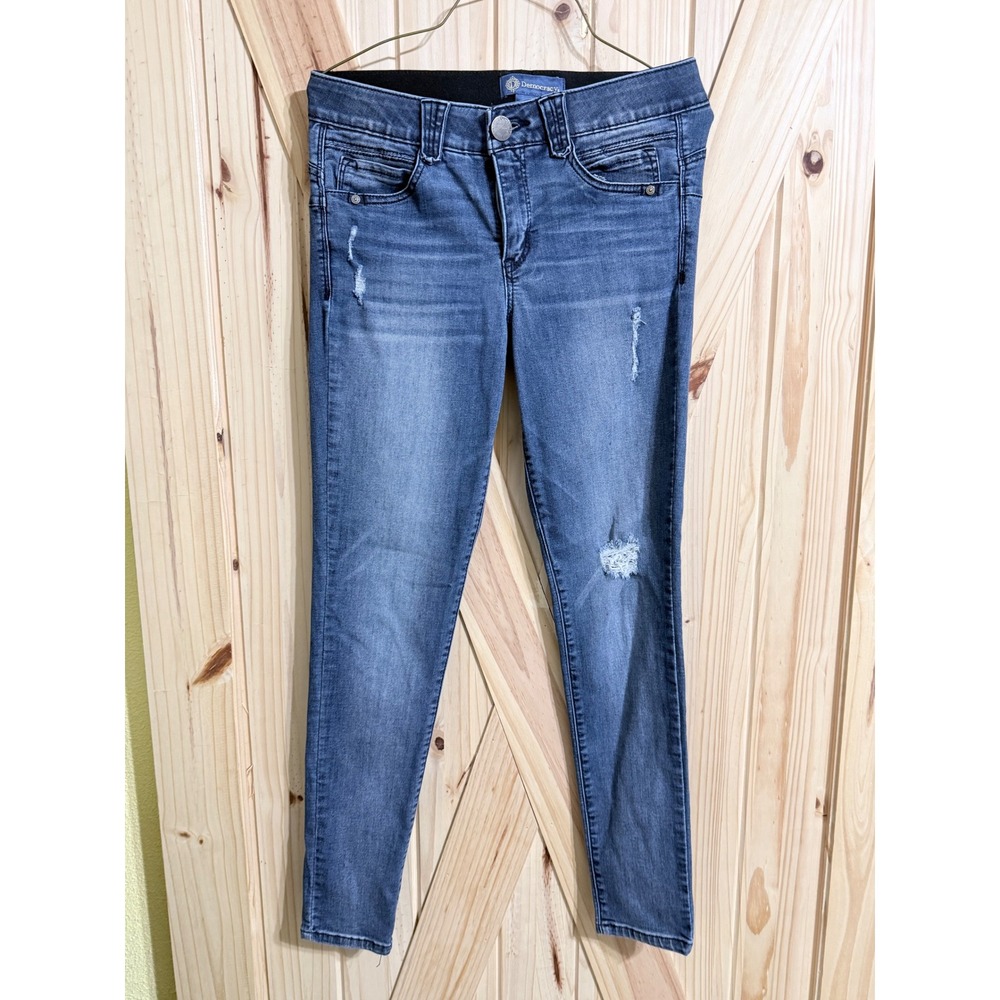 Democracy Ab solution Skinny Jeans Womens 6 Medium Wash Distressed B1105FBNJ